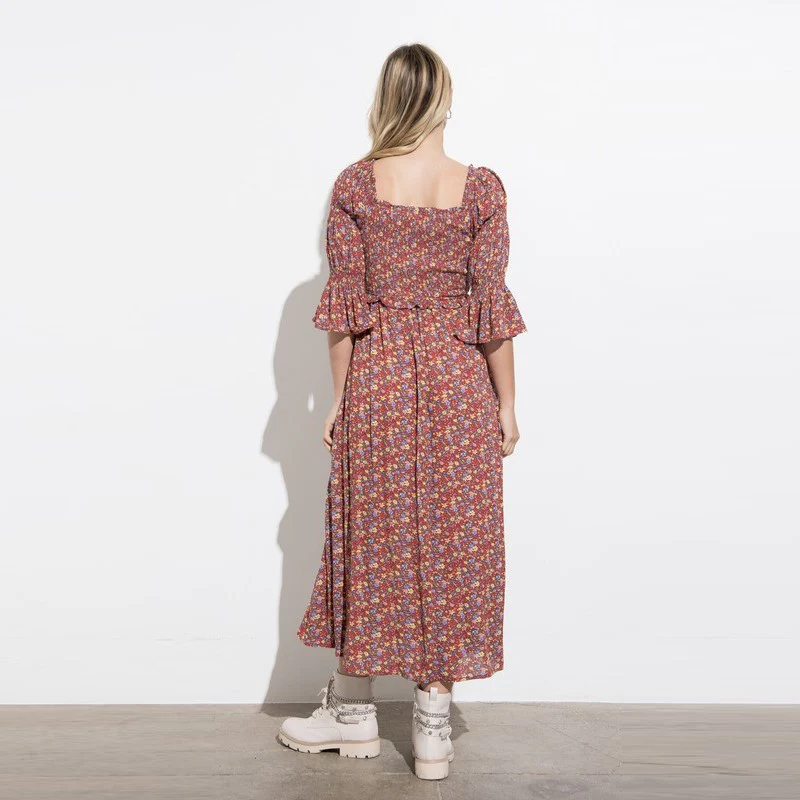 Ditsy Floral Maxi Dress (Red) - Image 3