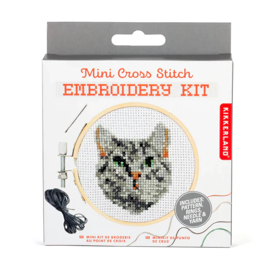 Mini Cross Stitch Embroidery Kit (Tabby Cat) - Image 3