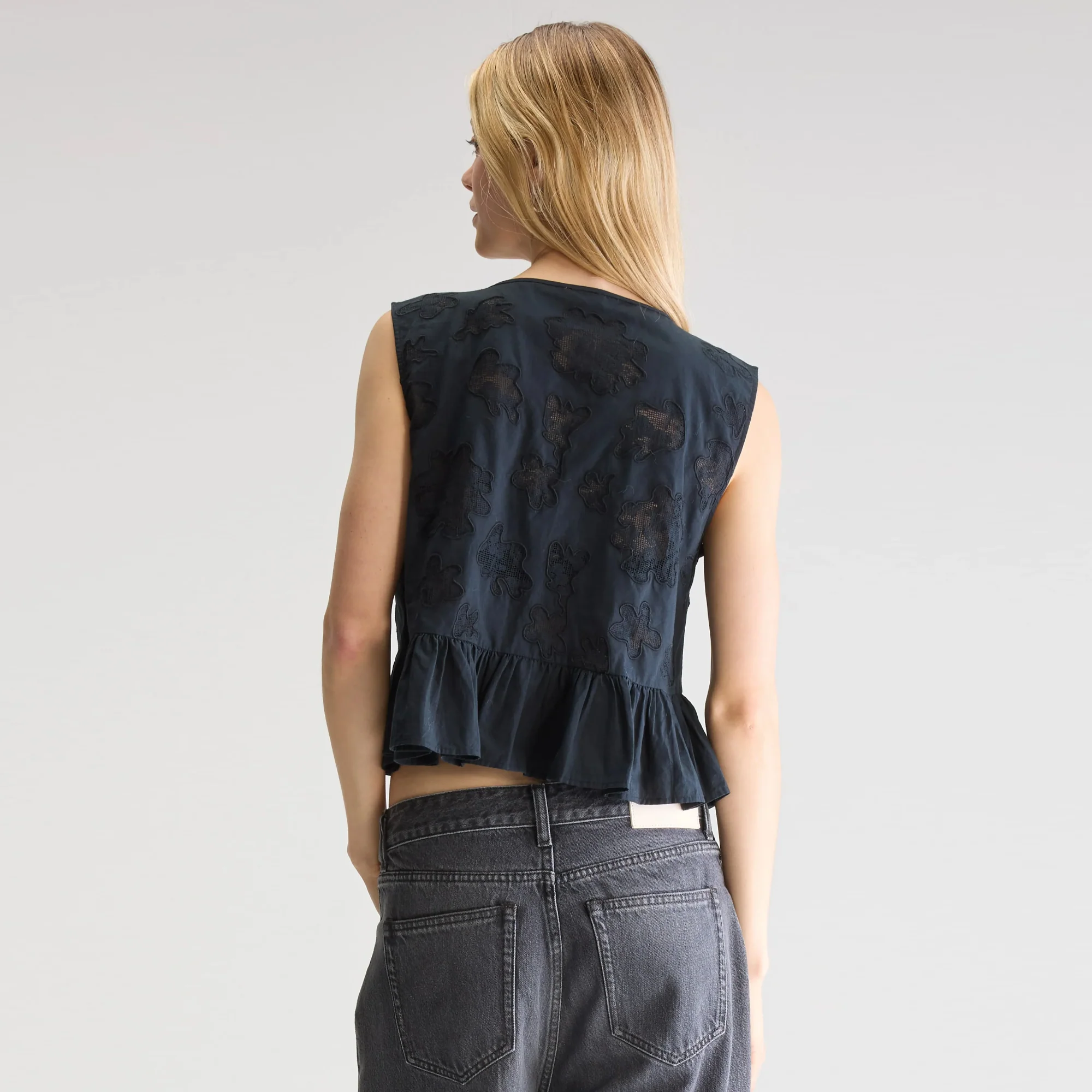 Dotty Embroidered Blouse (Black Beauty) - Image 3