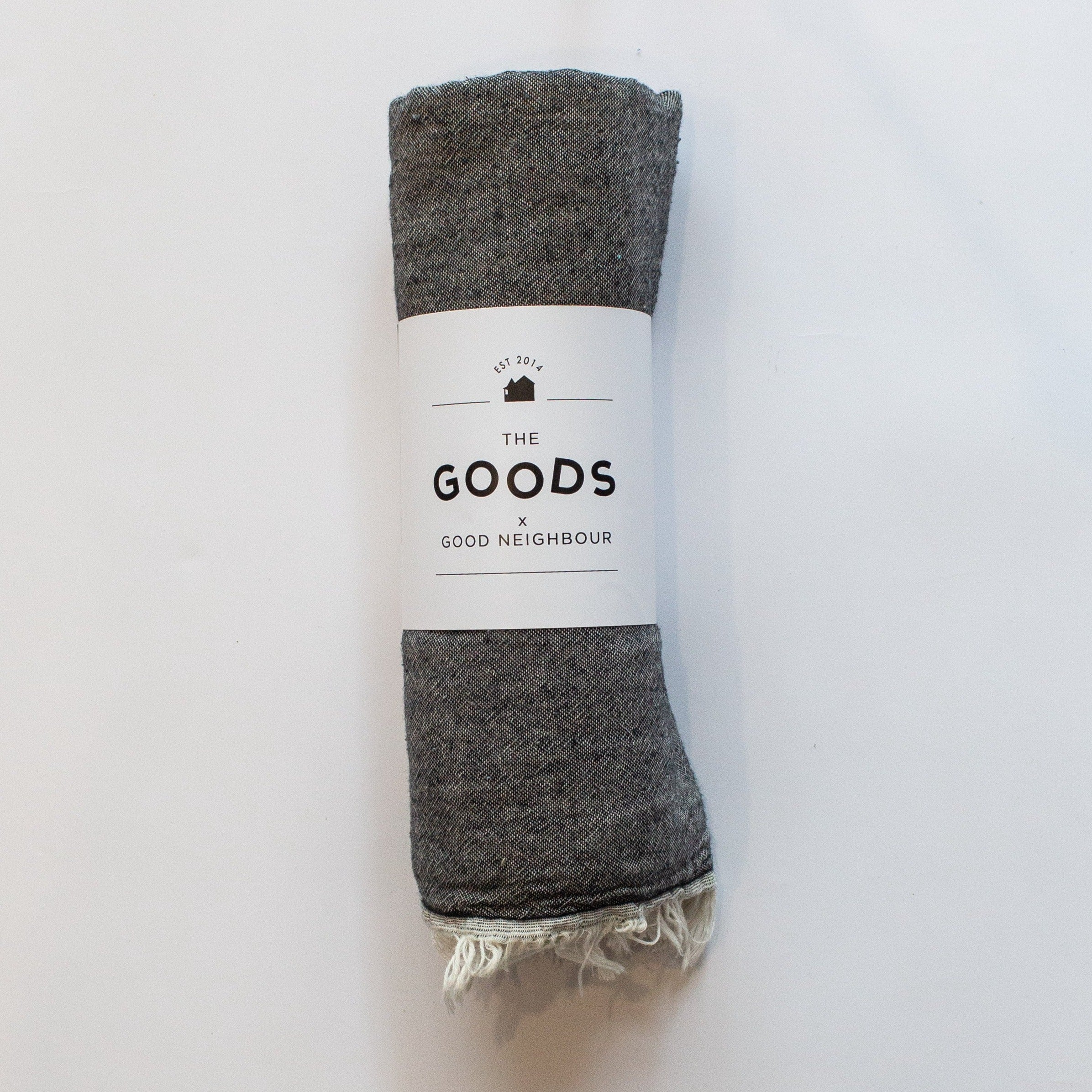 Double Gauze Beach Throw + Towel (Black + Beige)