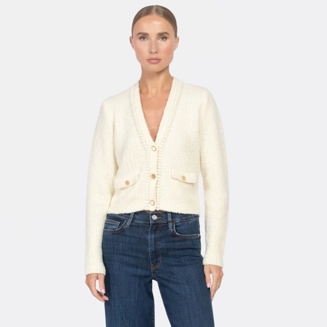Double Pocket Cropped Cardi (Cream)