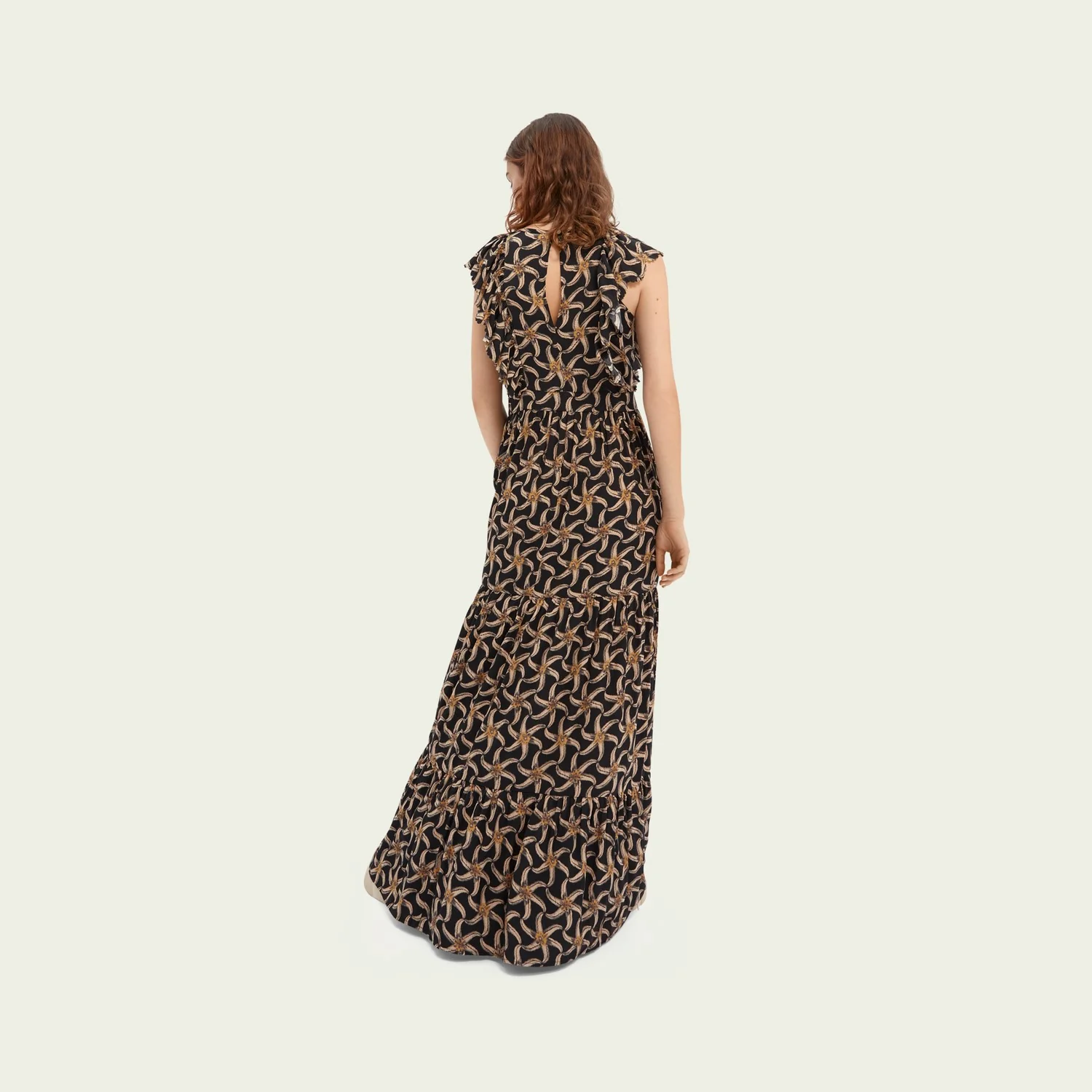 Drapey Scalloped Edge Dress (Black Print) - Image 3