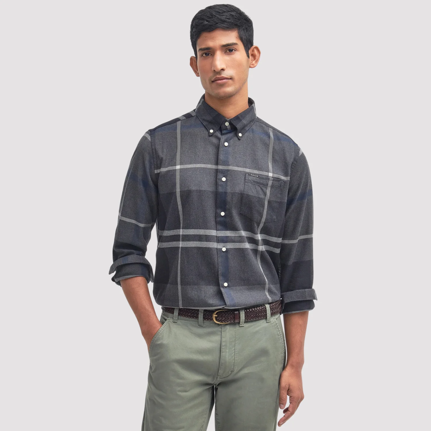 Dunoon Tailored Long-Sleeved Shirt (Graphite)
