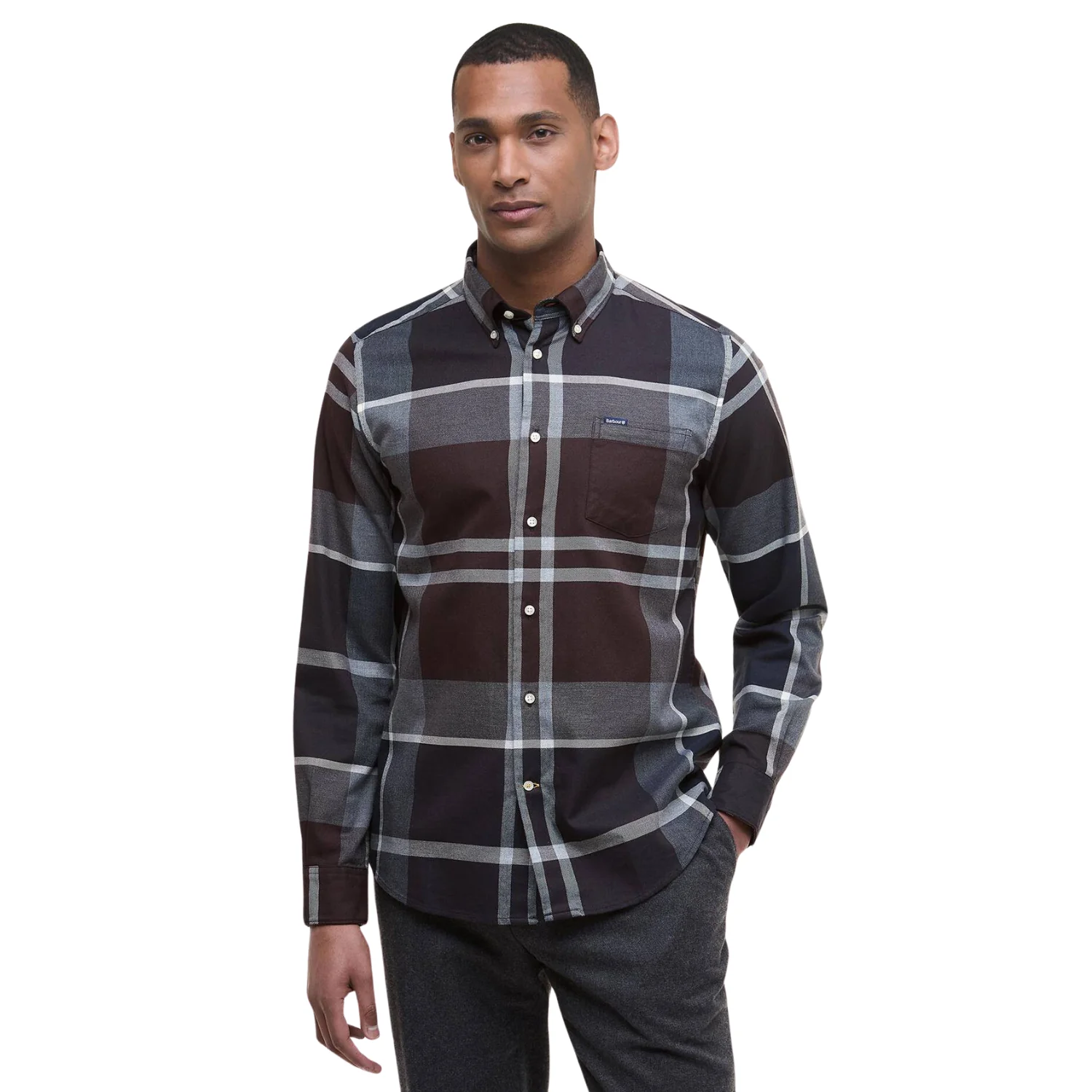 Dunoon Tailored Long-Sleeved Shirt (Midnight Oak Tartan) - Image 2