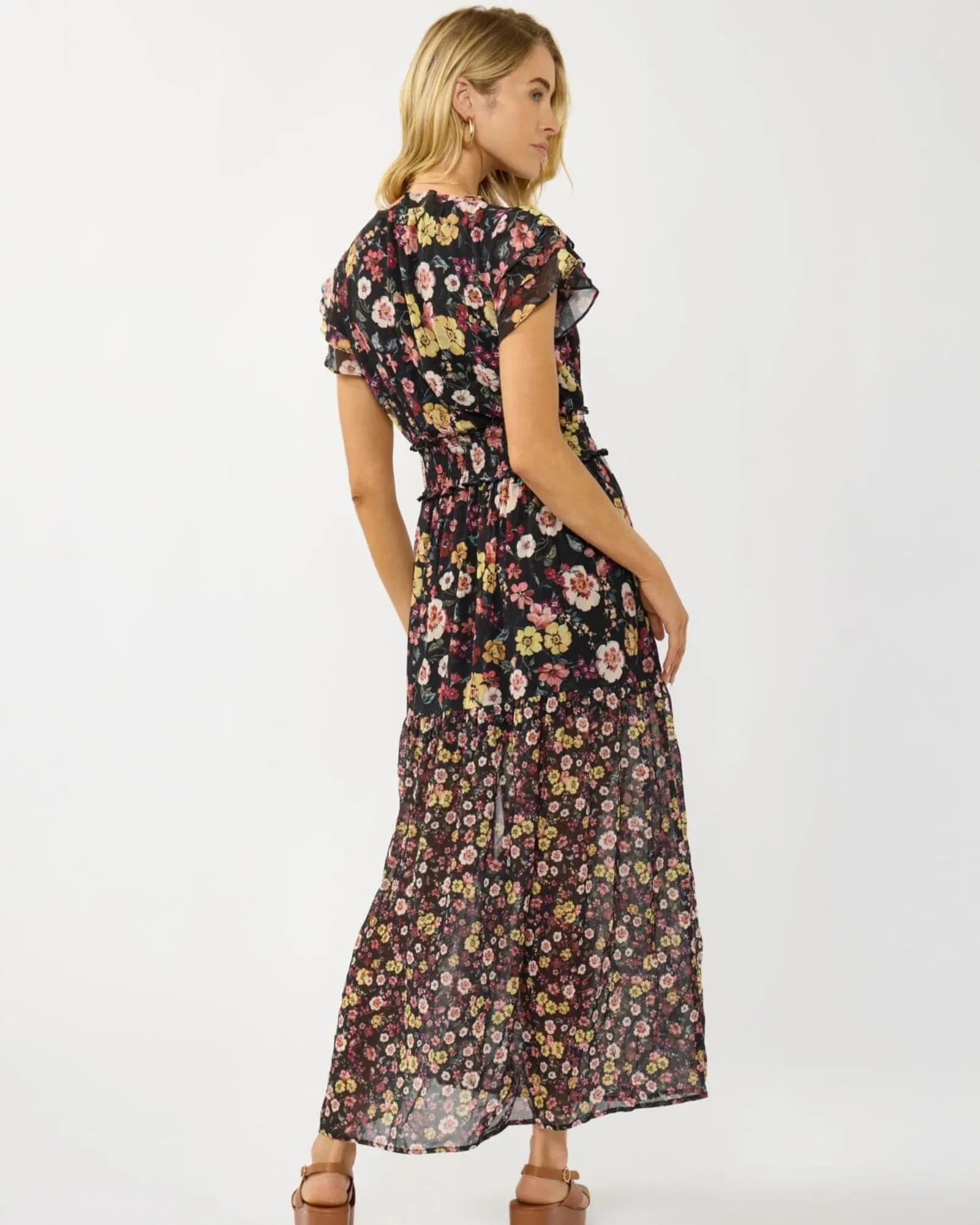 Dusk Garden Maxi Dress (Black + Rust) - Image 2