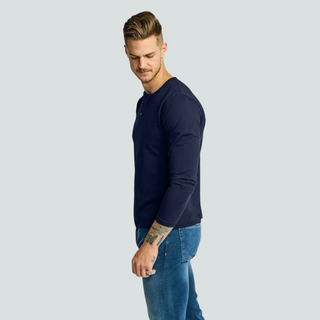 Easy Monday Long Sleeve Henley (Navy) - Image 2