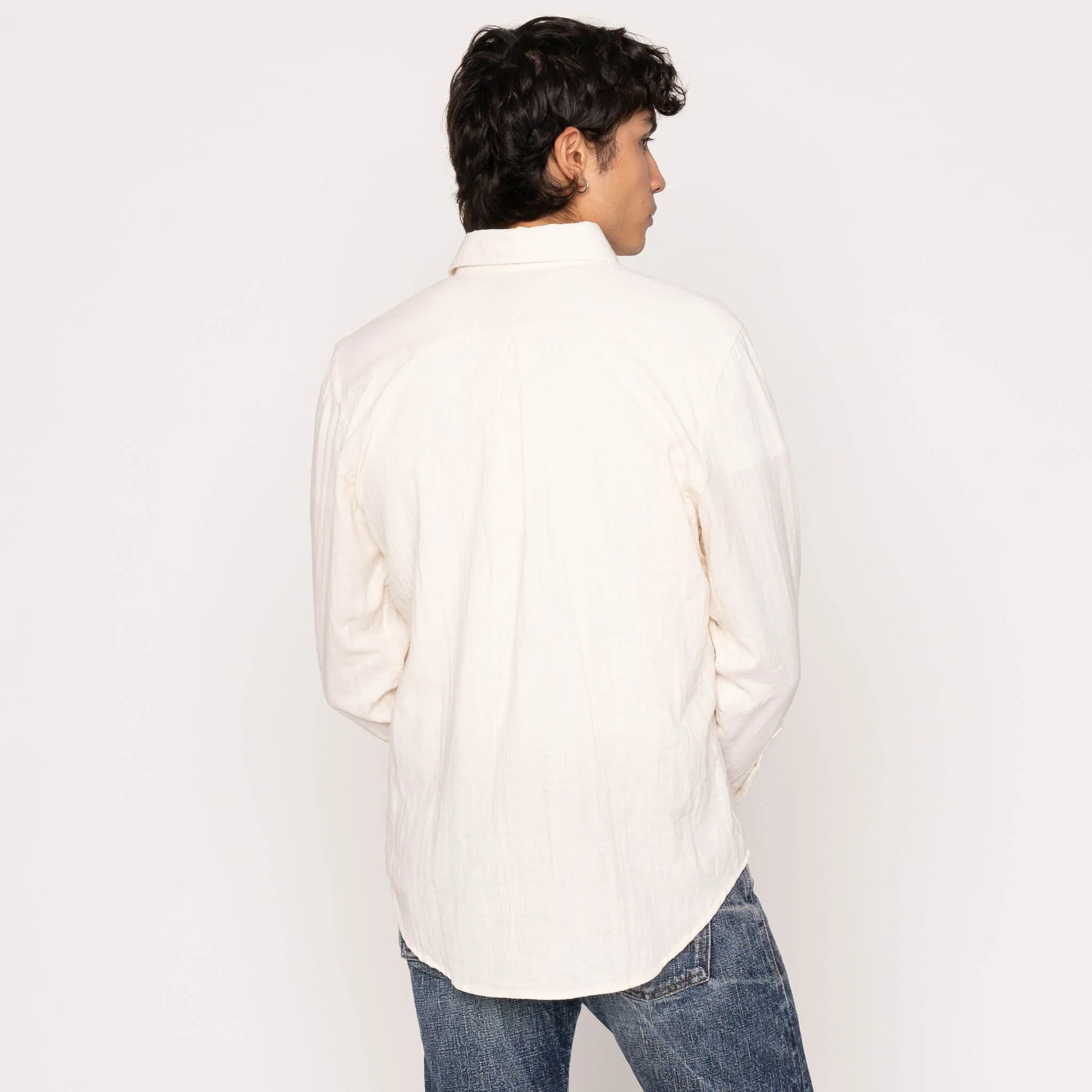 Easy Shirt Double Weave Slub Gauze (White) - Image 3
