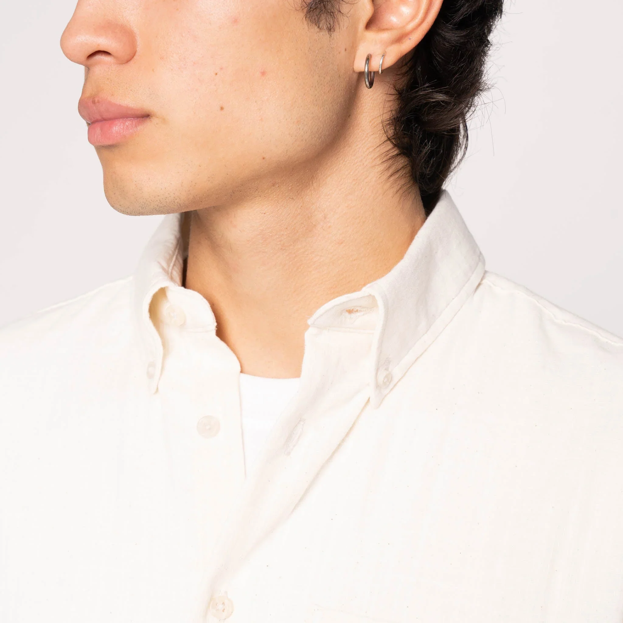 Easy Shirt Double Weave Slub Gauze (White) - Image 4