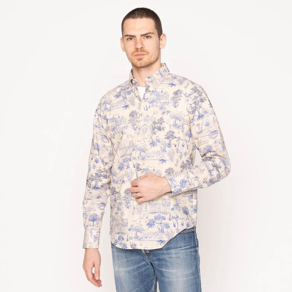 Easy Shirt (Linen Cats + Blue) - Image 3