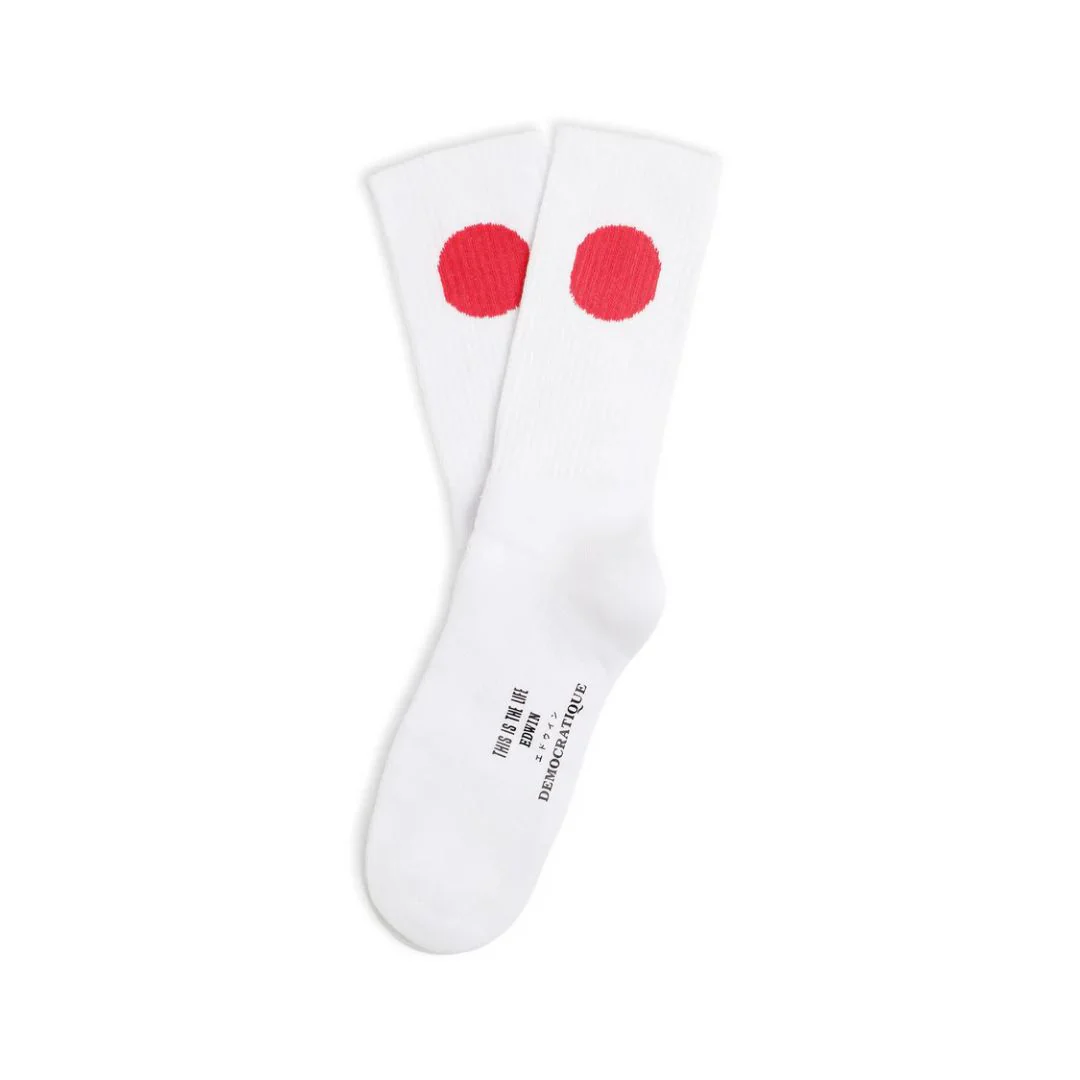 Edwin Jeans x Democratique Socks (Japanese Sun White + Fiery Red)