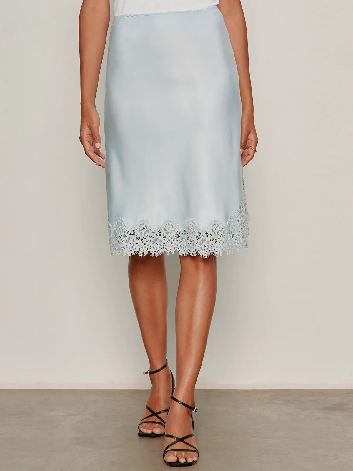 Effortless Lace Slip Skirt (Blue Aura)