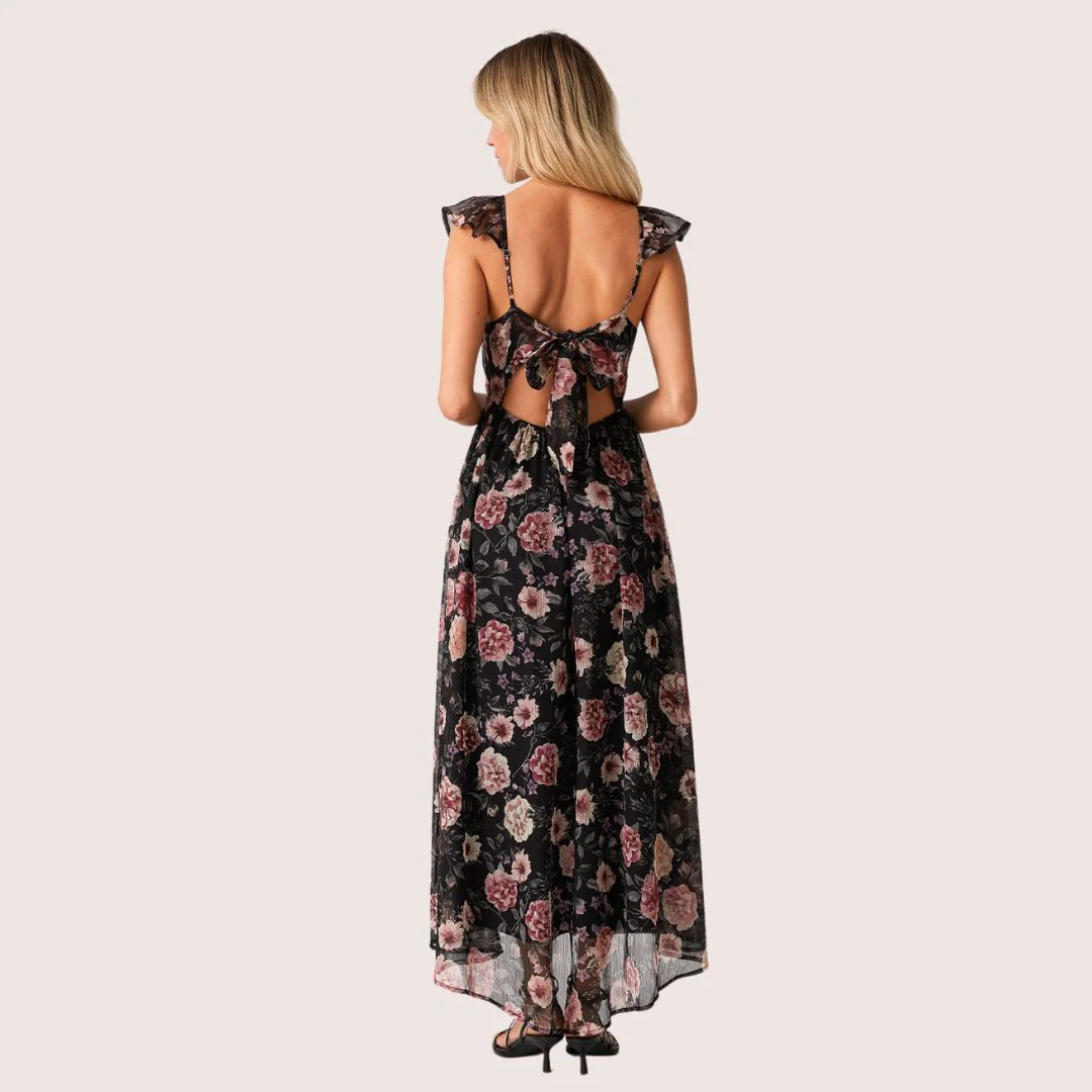 Elara Maxi Dress (Black + Rose) - Image 2