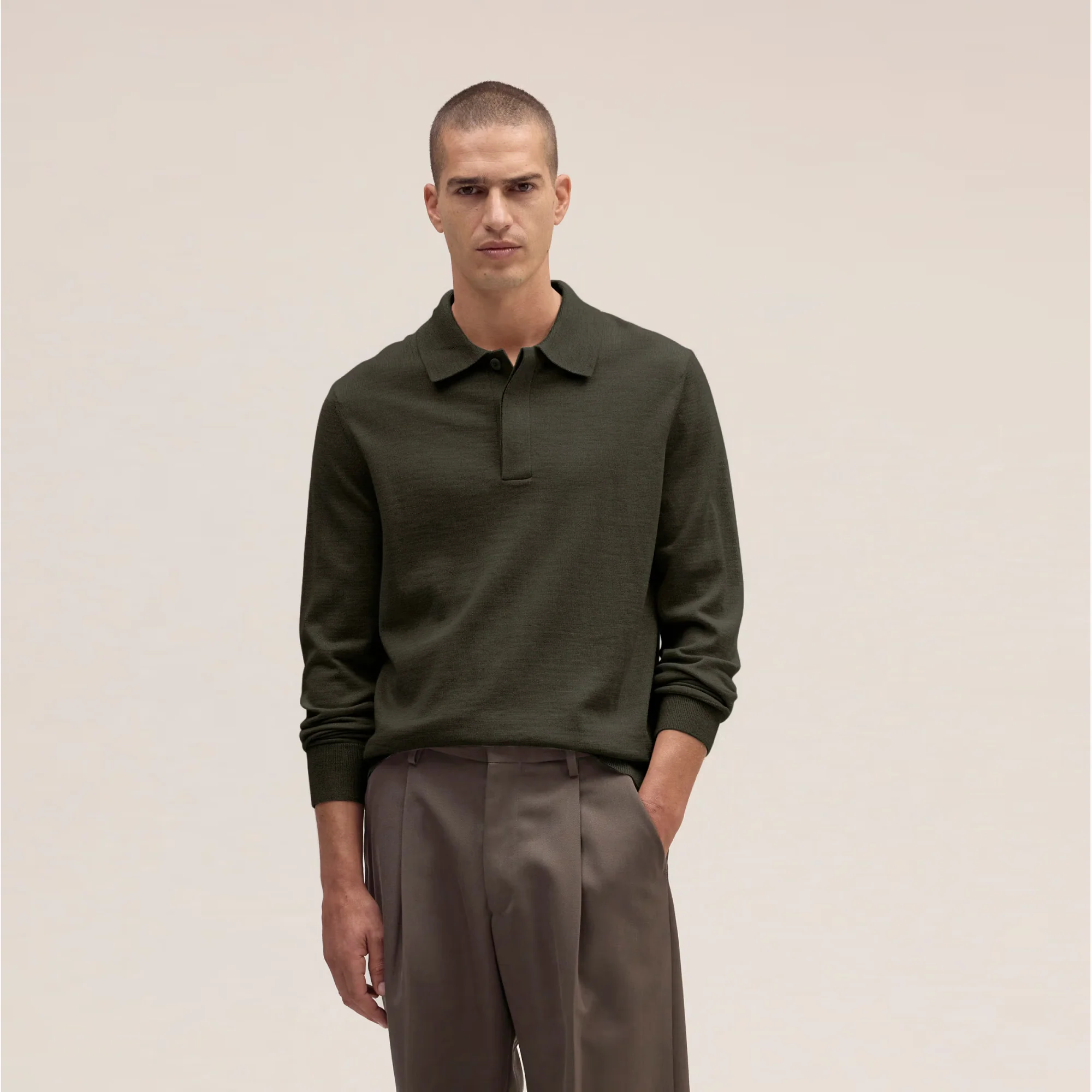 Emerson 6605 Lightweight Merino Wool Polo (Dark Army)