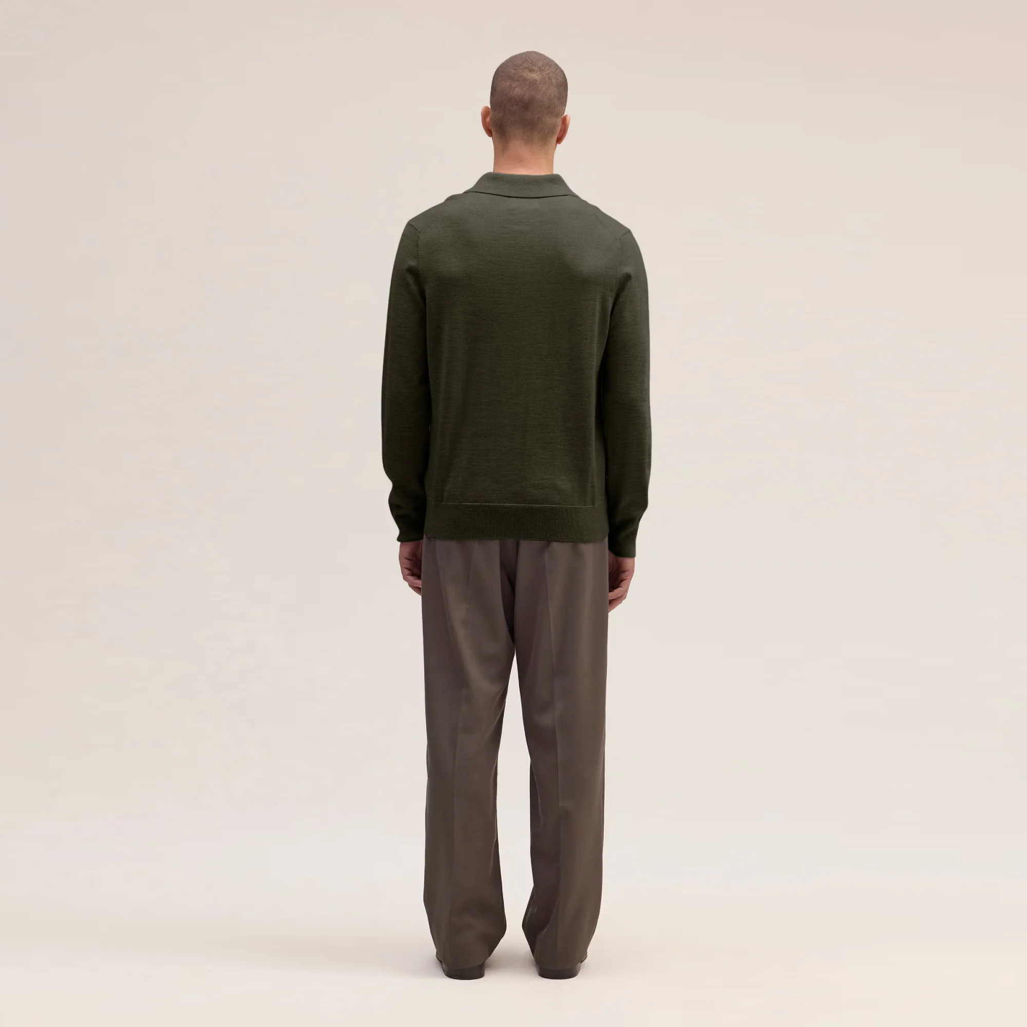 Emerson 6605 Lightweight Merino Wool Polo (Dark Army) - Image 3