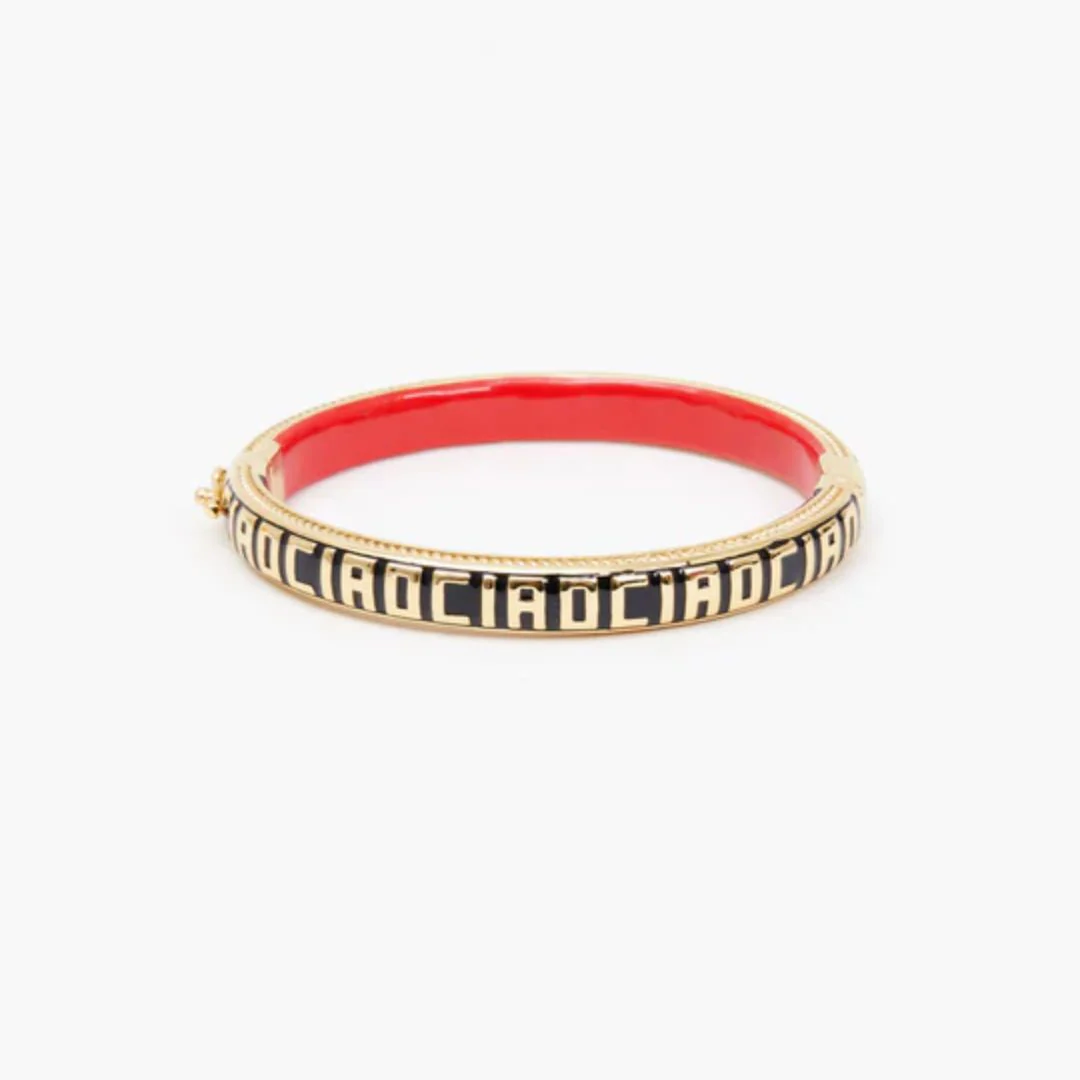 Enamel Ciao Bangle (Black + Gold)