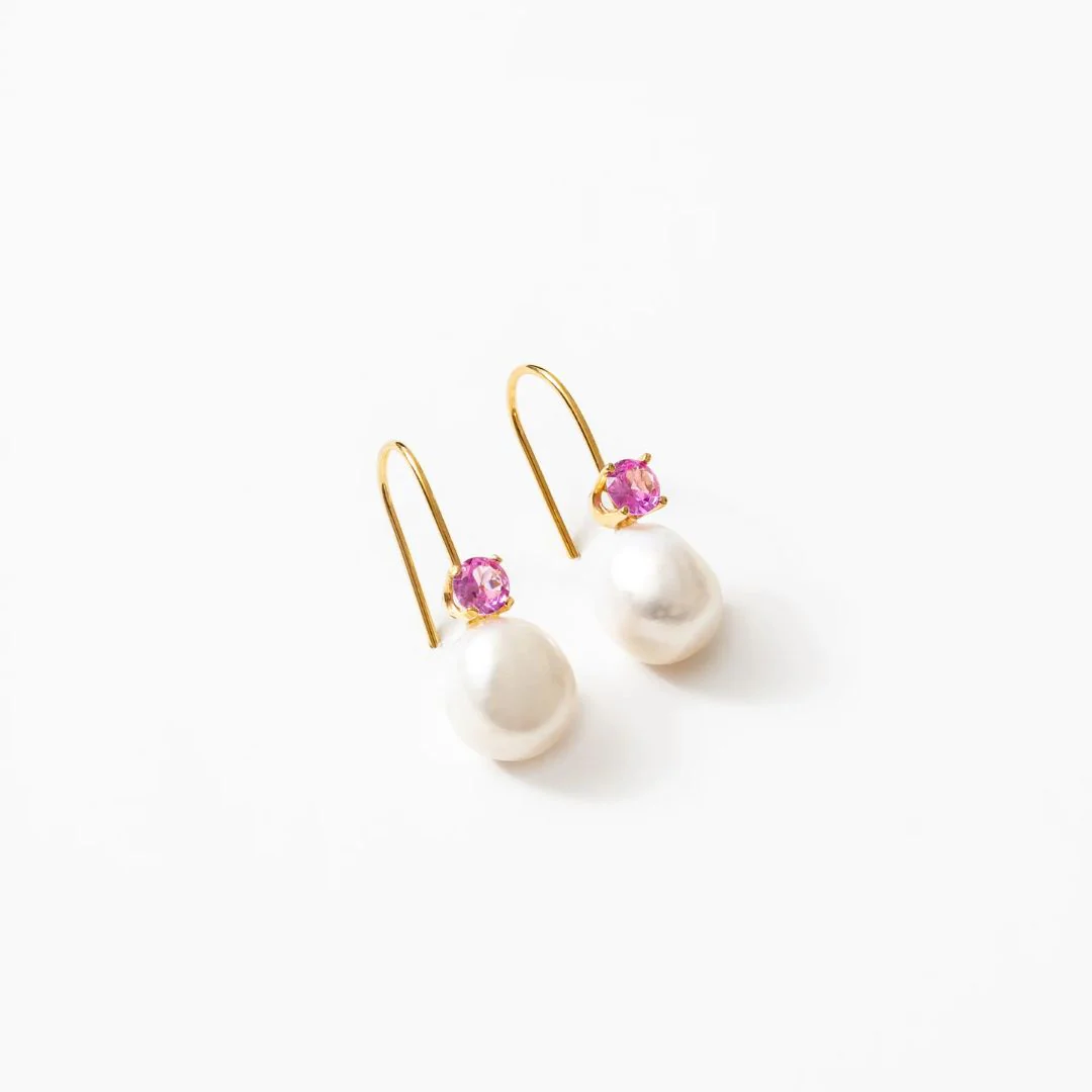Erin Earrings (Pink + Gold)