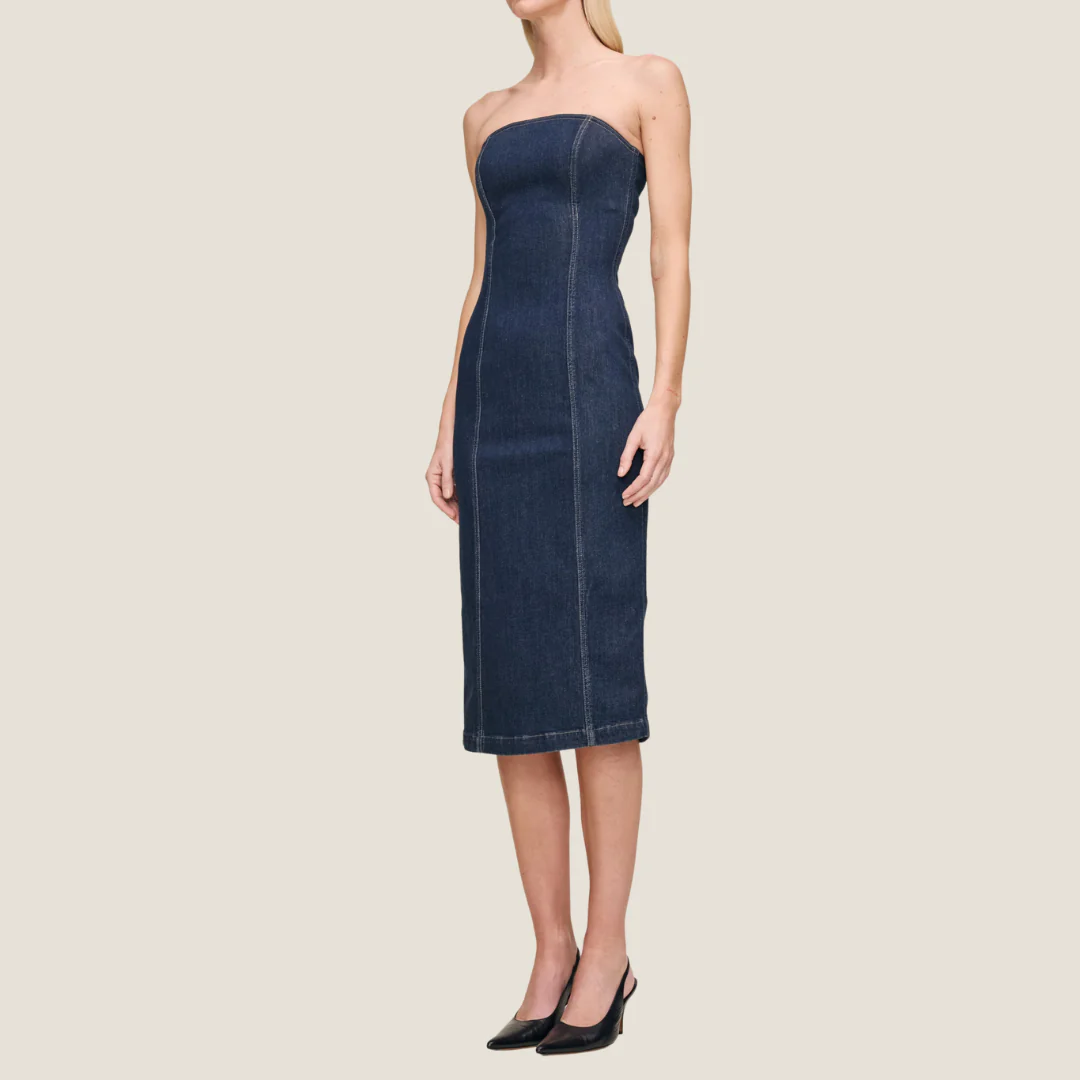 Esme Strapless Midi Dress (Crescent Harbor) - Image 2