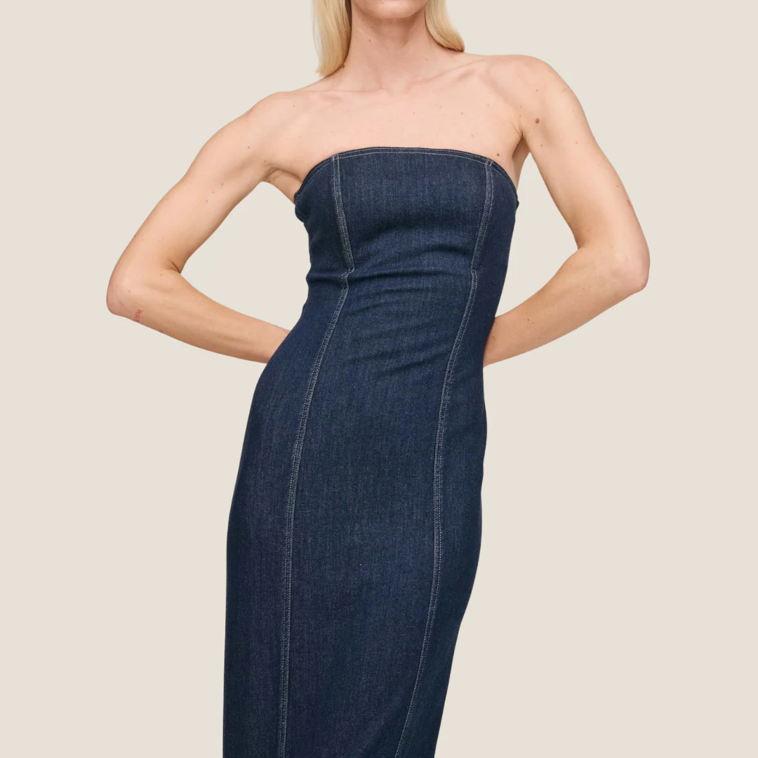Esme Strapless Midi Dress (Crescent Harbor) - Image 5