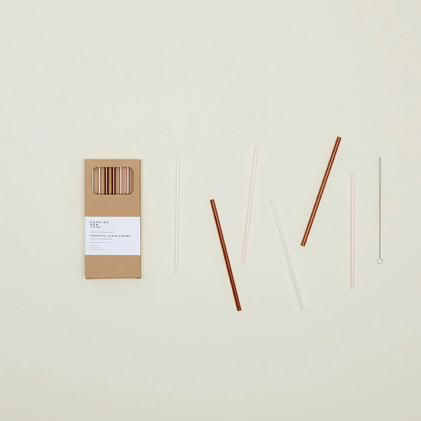 Essential Glass Straws Set of 6 (Pink + Amber + Clear)