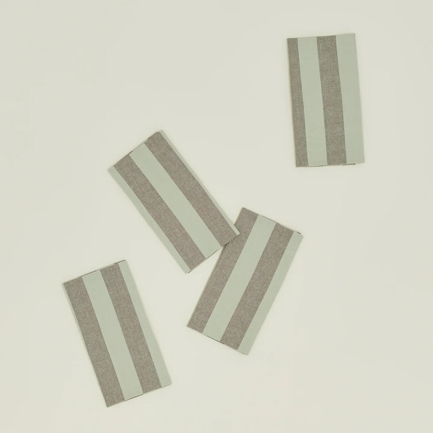 Essential Striped Dinner Napkin Set of 4 (Olive + Sage)