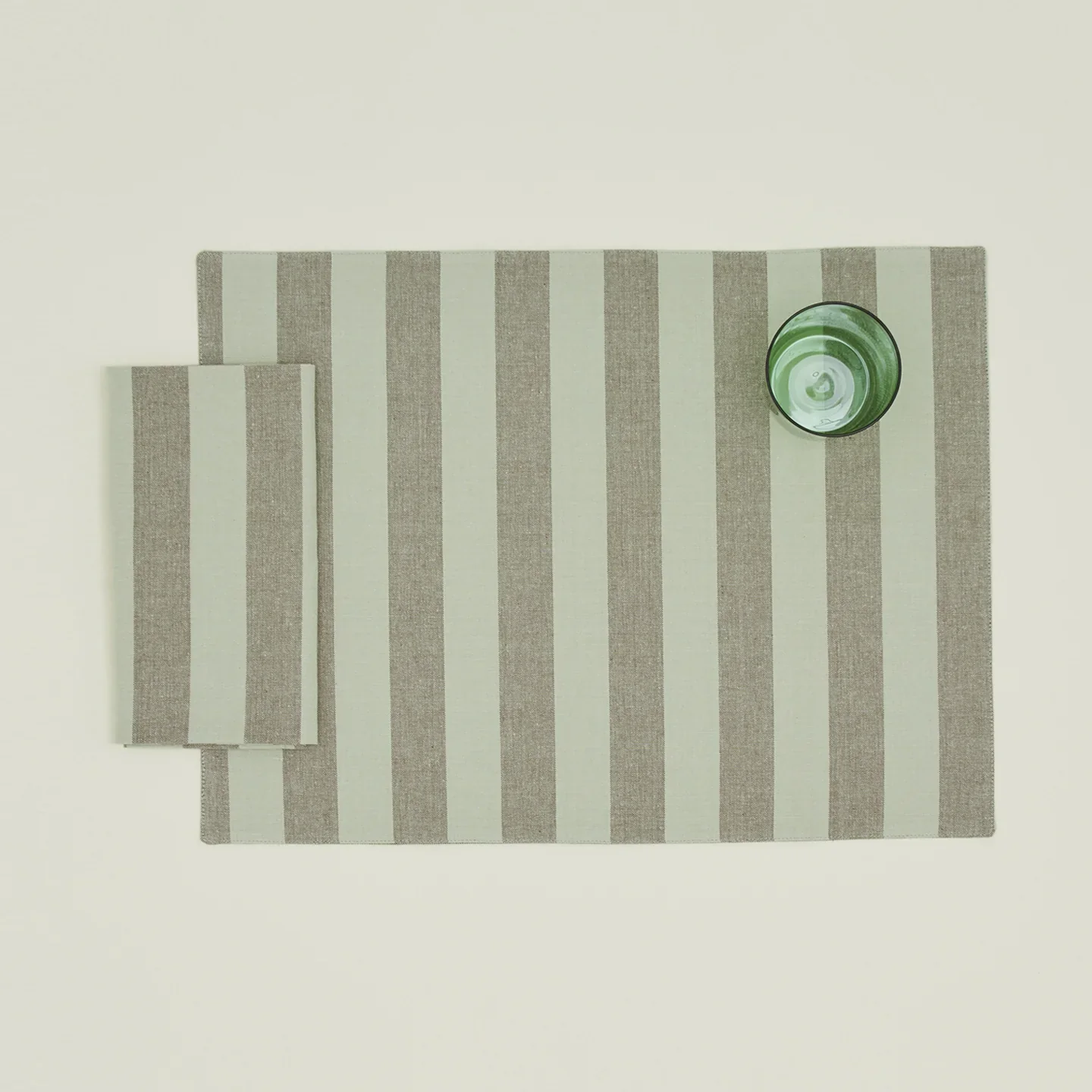 Essential Striped Placemats Set of 4 (Olive + Sage) - Image 2