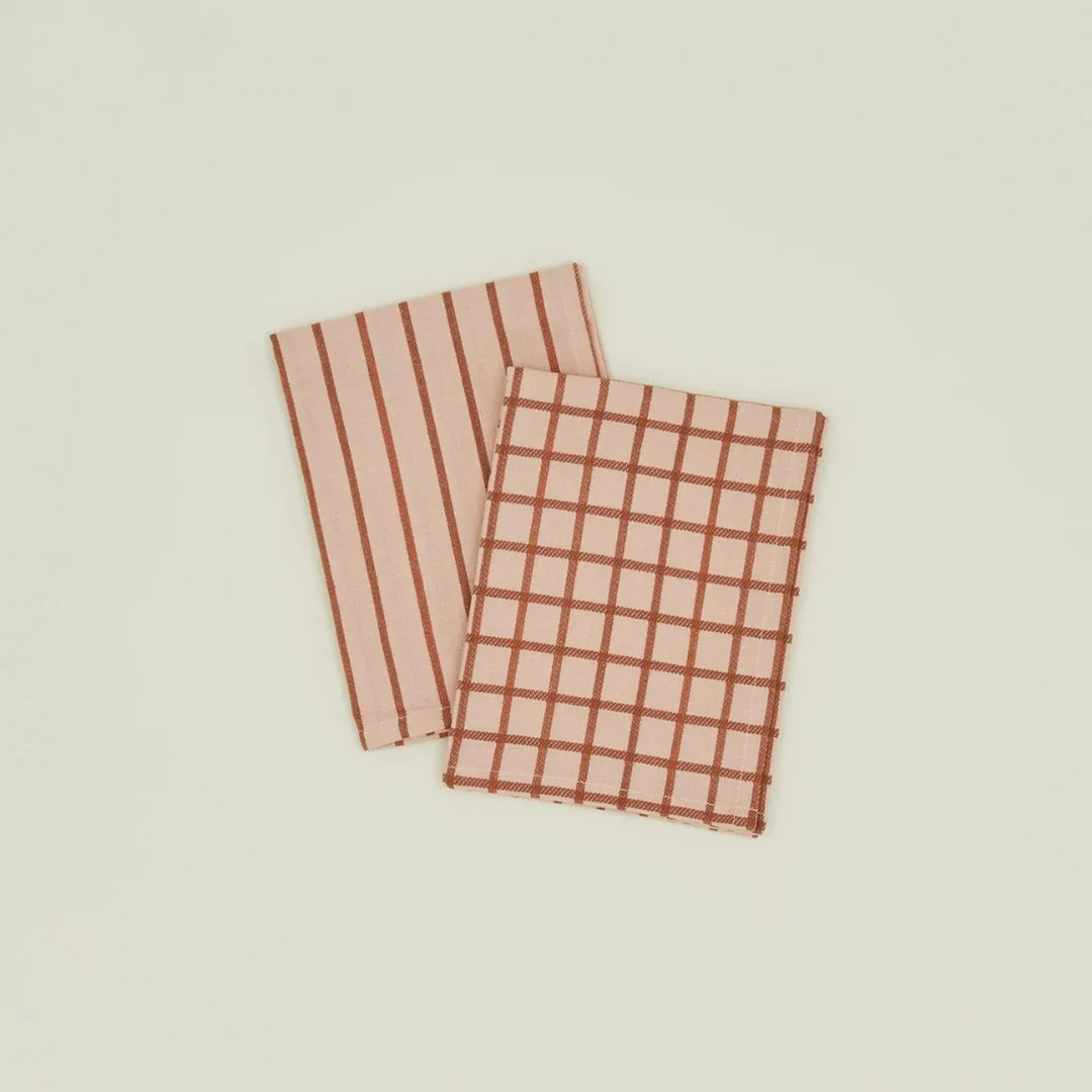 Essential Yarn Dyed Dish Towel | Set of 2 (Blush + Terracotta)