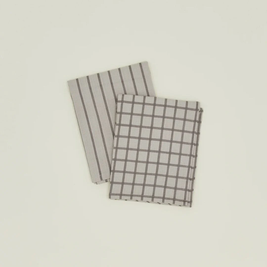 Essential Yarn Dyed Dish Towel | Set of 2 (Light Grey + Dark Grey)