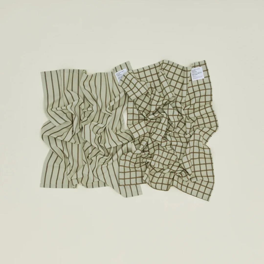 Essential Yarn Dyed Dish Towel | Set of 2 (Olive + Sage) - Image 2