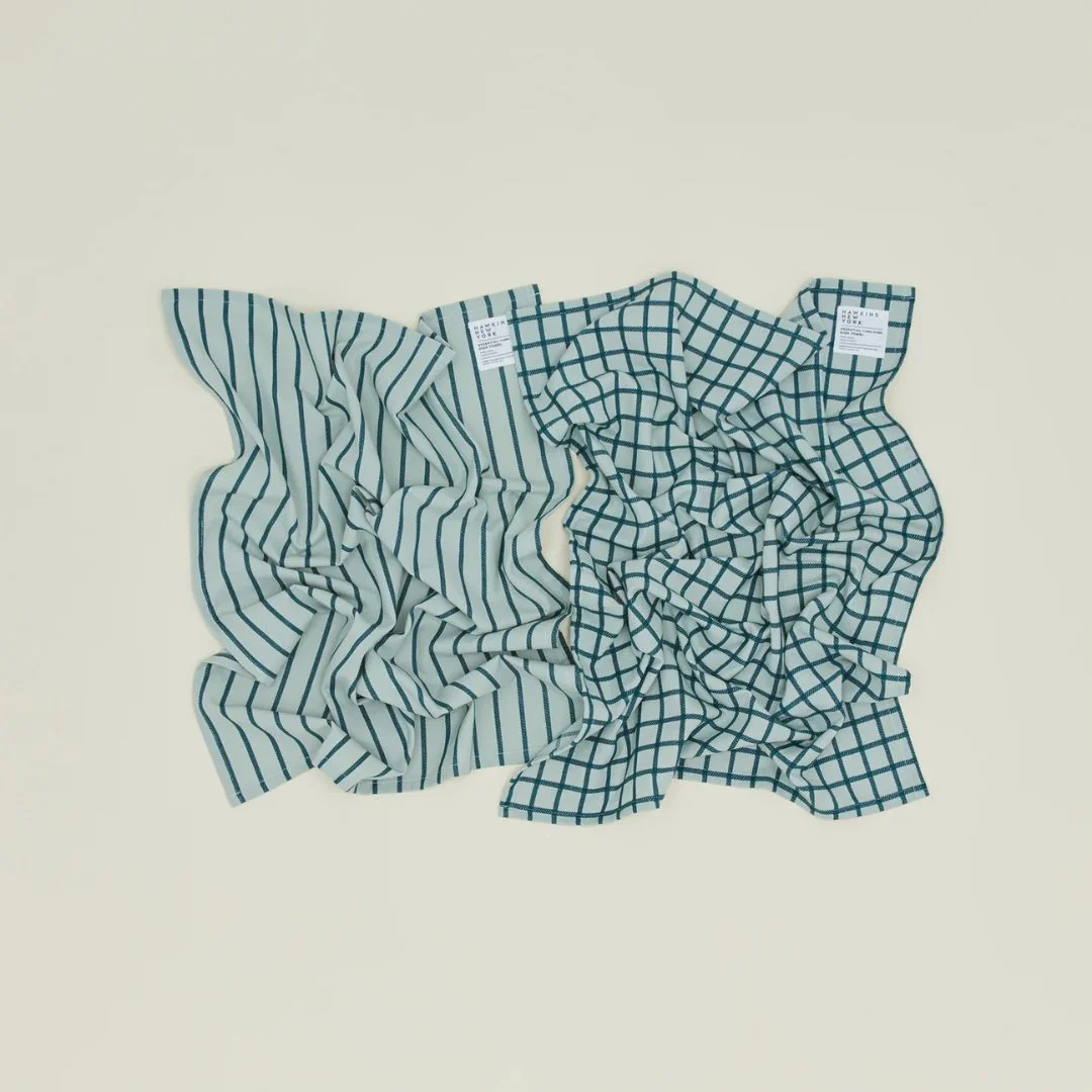 Essential Yarn Dyed Dish Towel | Set of 2 (Sky + Peacock) - Image 2