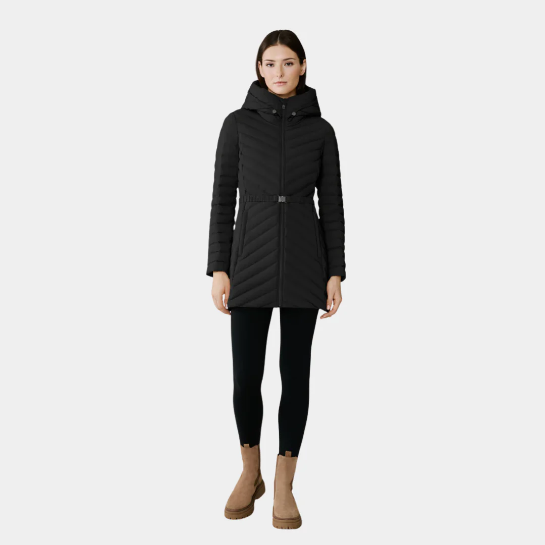 Estelle Hooded Light Down Coat (Black) - Image 2