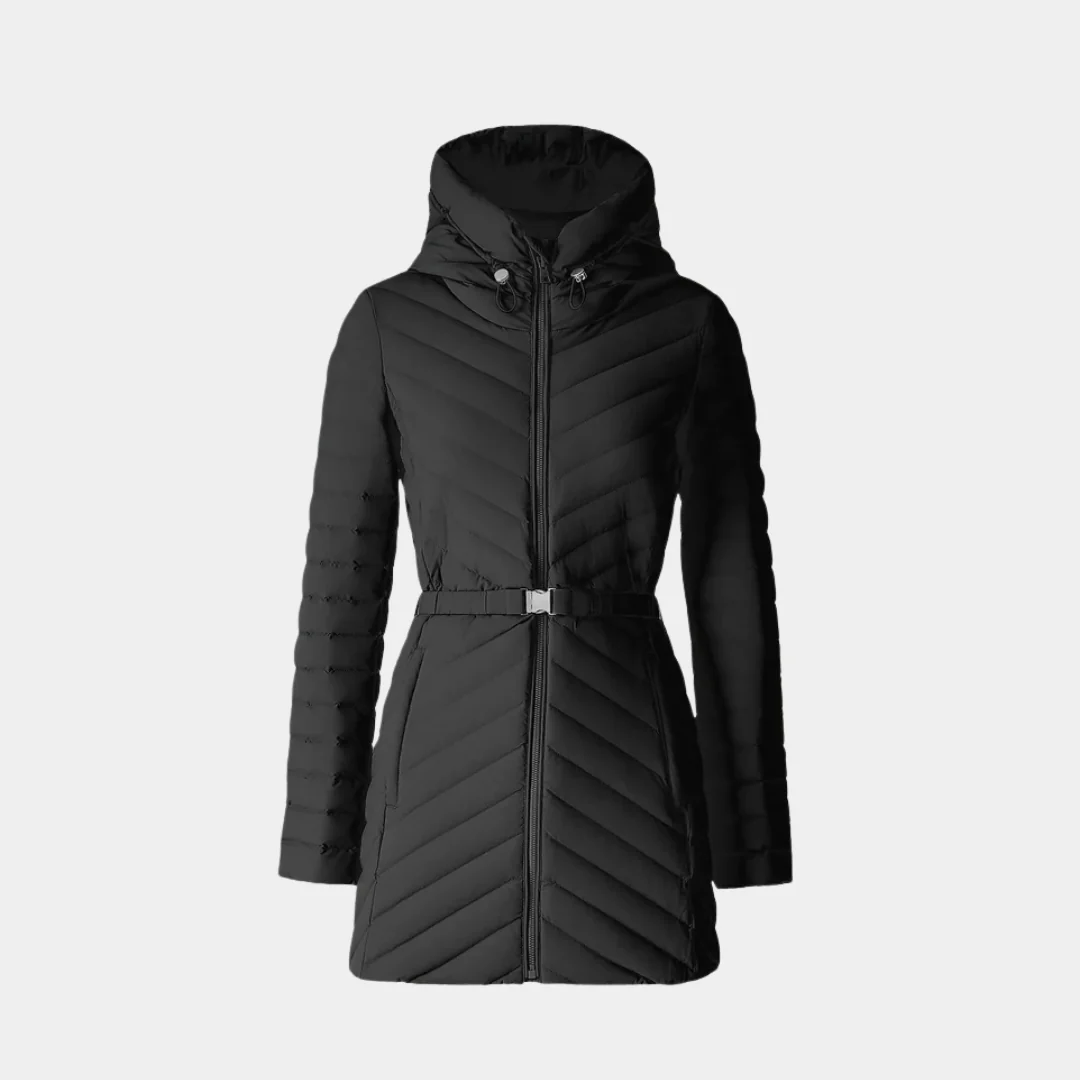 Estelle Hooded Light Down Coat (Black) - Image 6