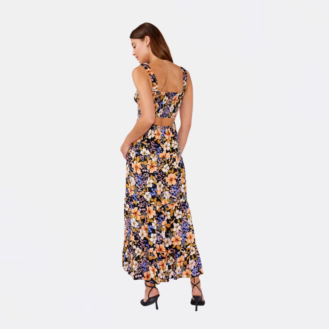 Ethereal Escape Maxi Dress (Black + Dusty Coral) - Image 3