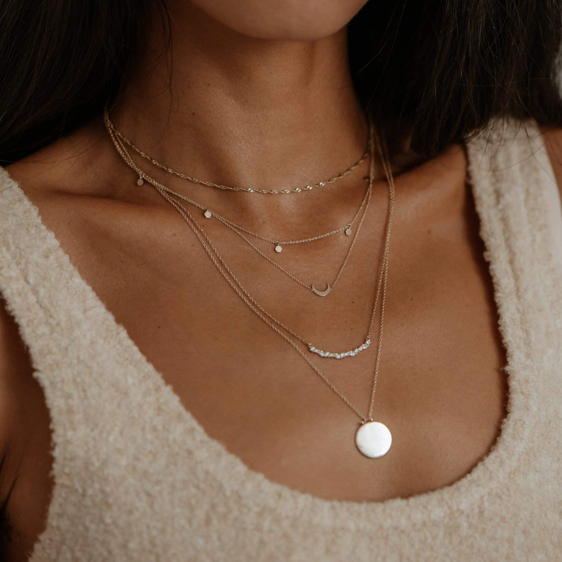 Everyday Little Crescent Moon Necklace (14K Gold) - Image 2