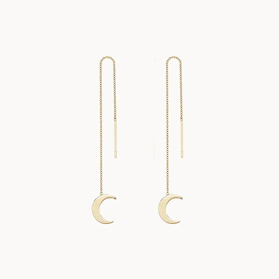 Everyday Little Crescent Moon Threader (14K Gold)