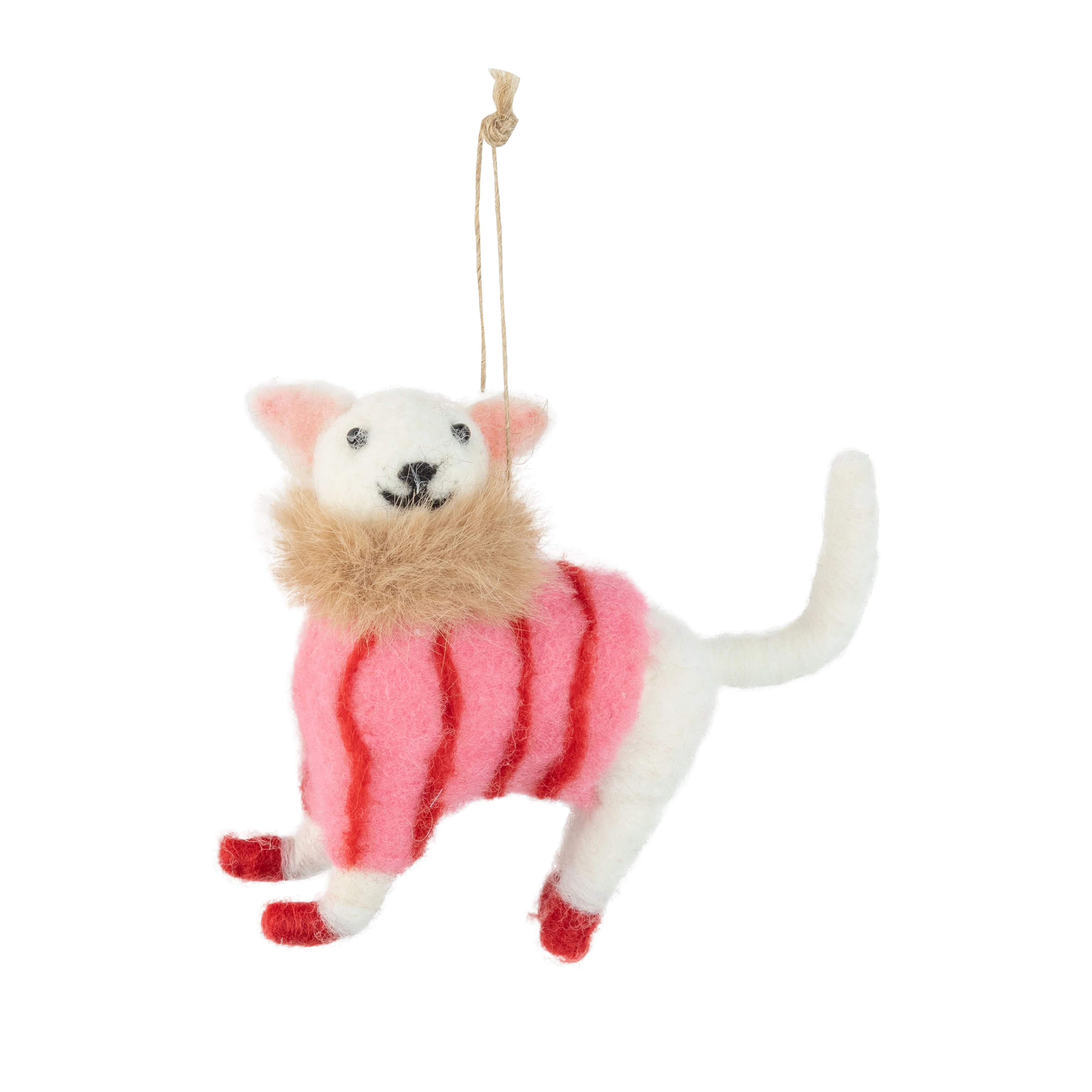 Felt Cat in Striped Sweater Ornament