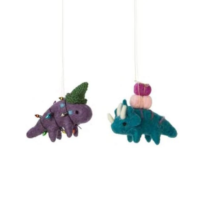 Felt Christmas Dinosaur Ornament (Blue) - Image 2