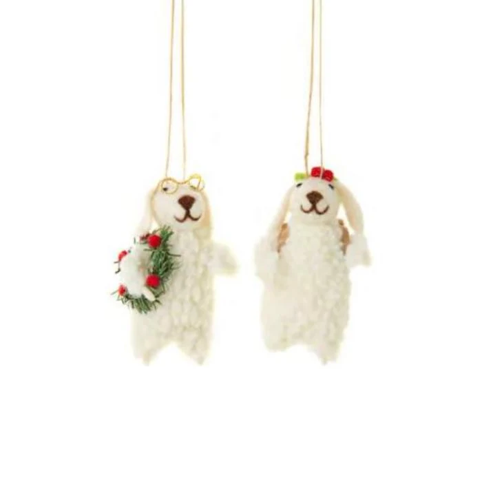 Felt Christmas Sheep Ornament (Wreath) - Image 2