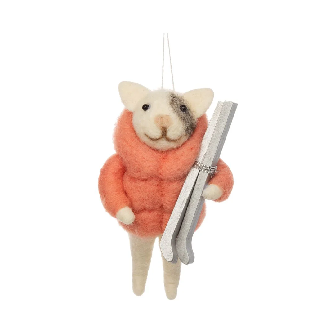 Felt Kitty in Pink Puffy Jacket Ornament