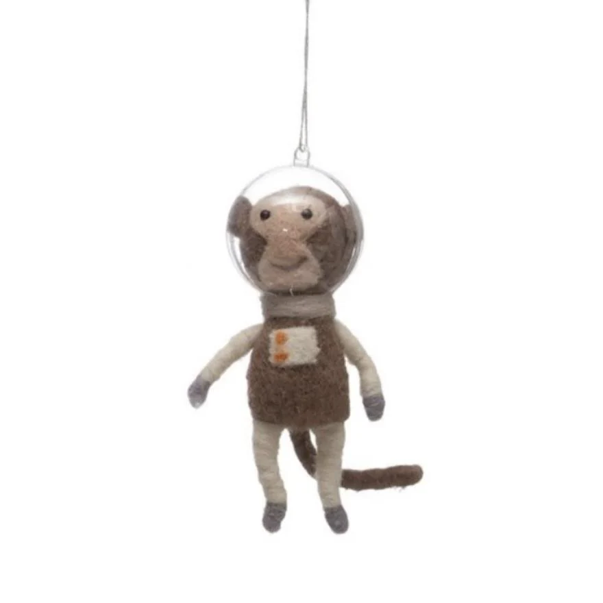 Felt Monkey Astronaut Ornament