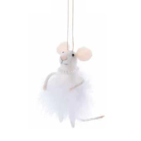 Felt Mouse with Pearl Necklace and Feather Tutu