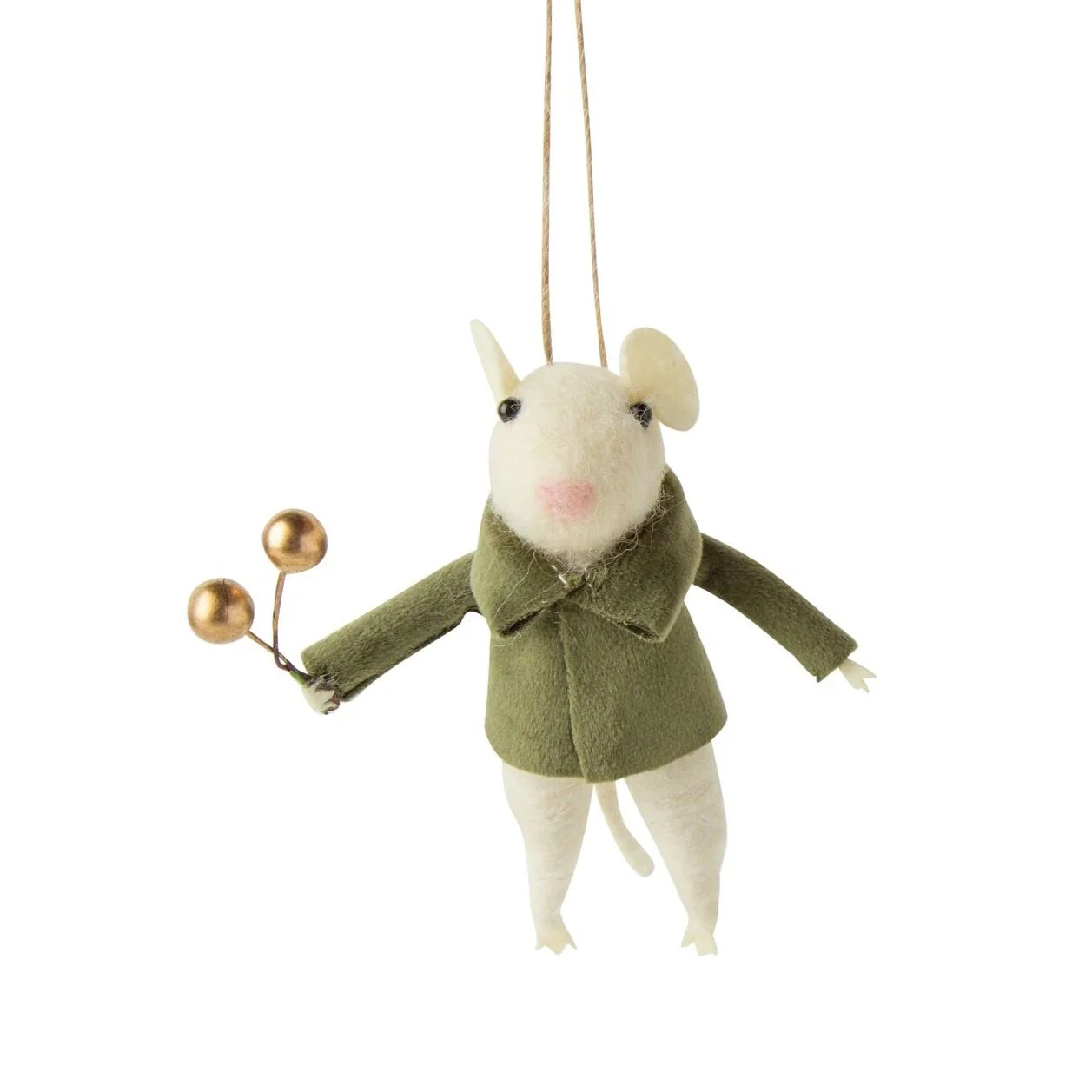 Felt Mouse in Green Velvet Outfit