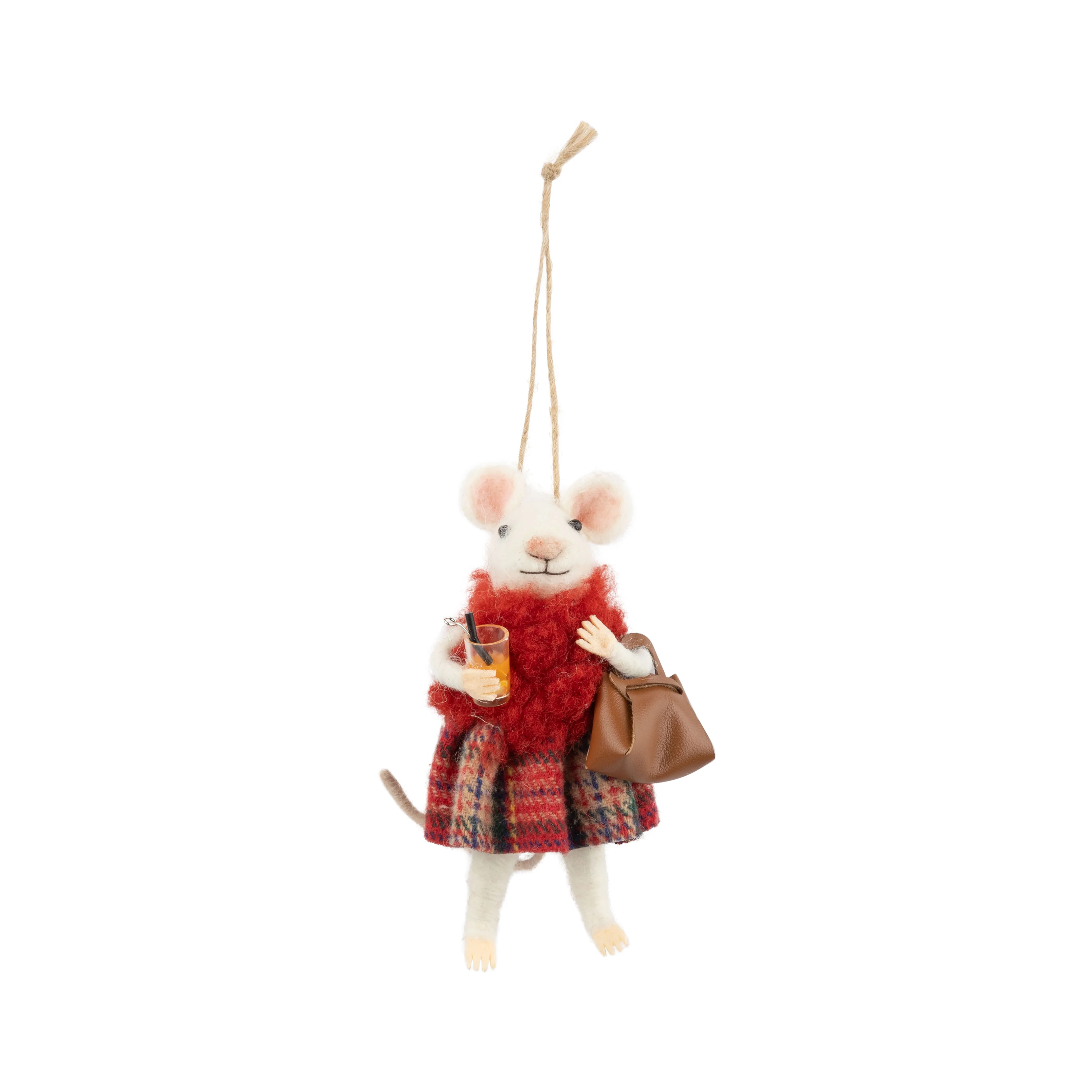 Felt Mouse in Plaid Skirt Ornament