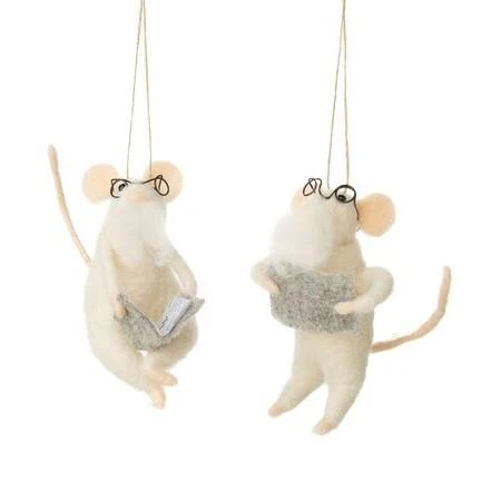 Felt Mouse with Reading Glasses and Newspaper