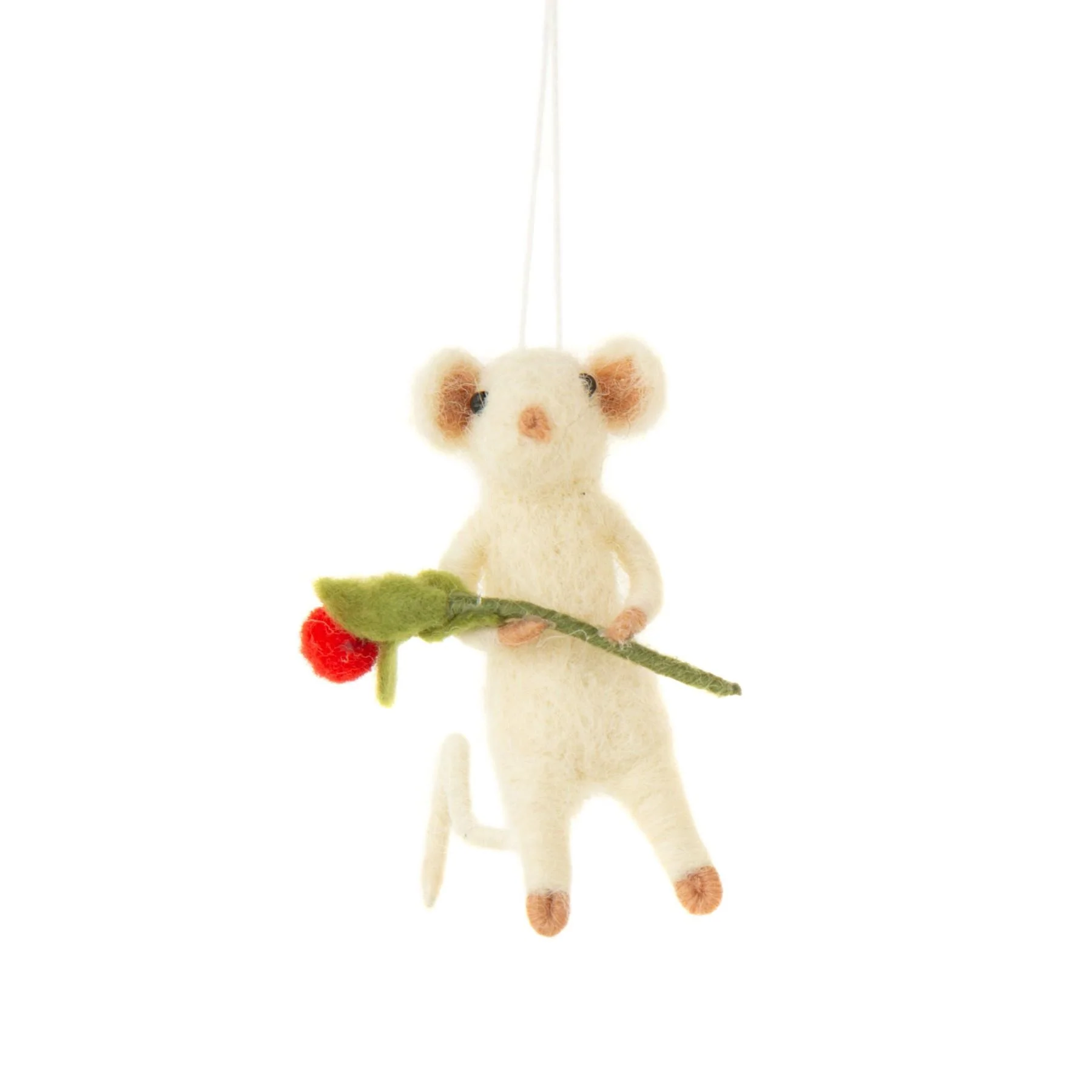 Felt Mouse with Red Rose