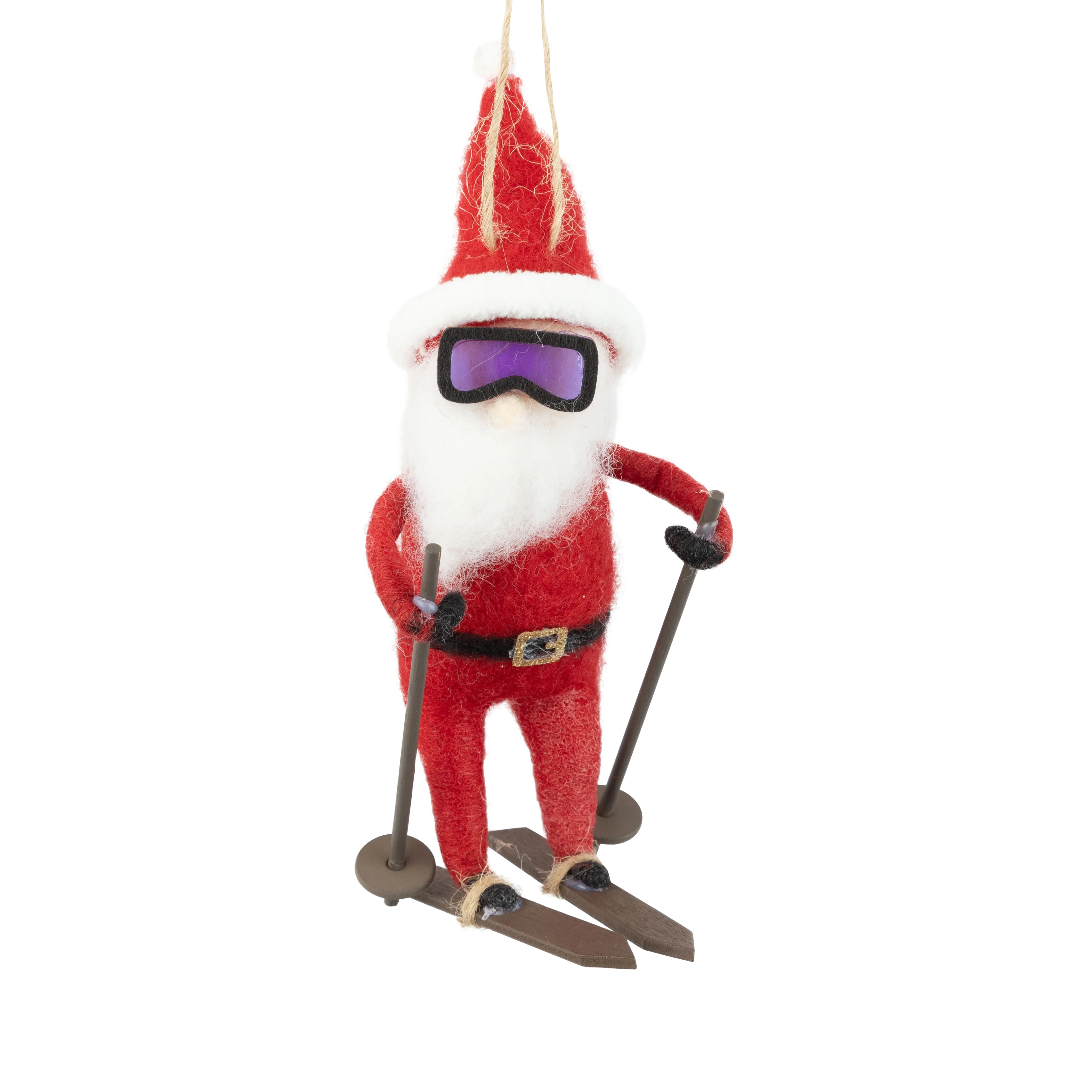 Felt Skiing Santa in Sunglasses Ornament