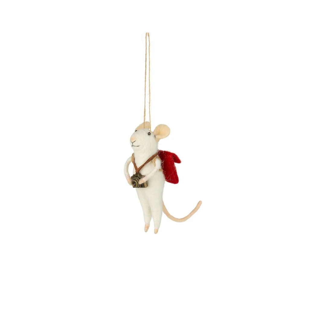 Felt Photographer Mouse Holding Camera Ornament