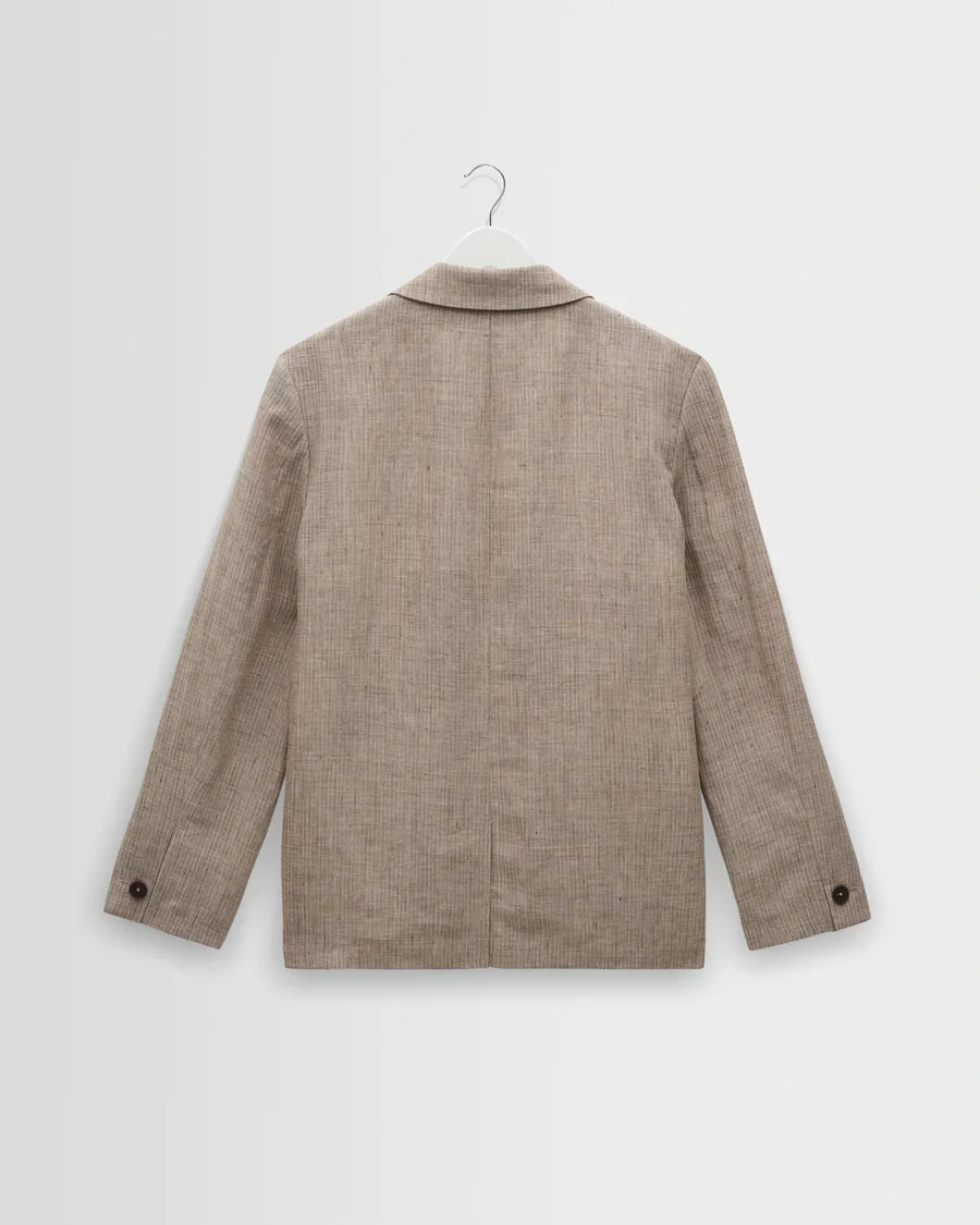 Fintry Linen Stripe Blazer 2.0 (Natural + Brown) - Image 5