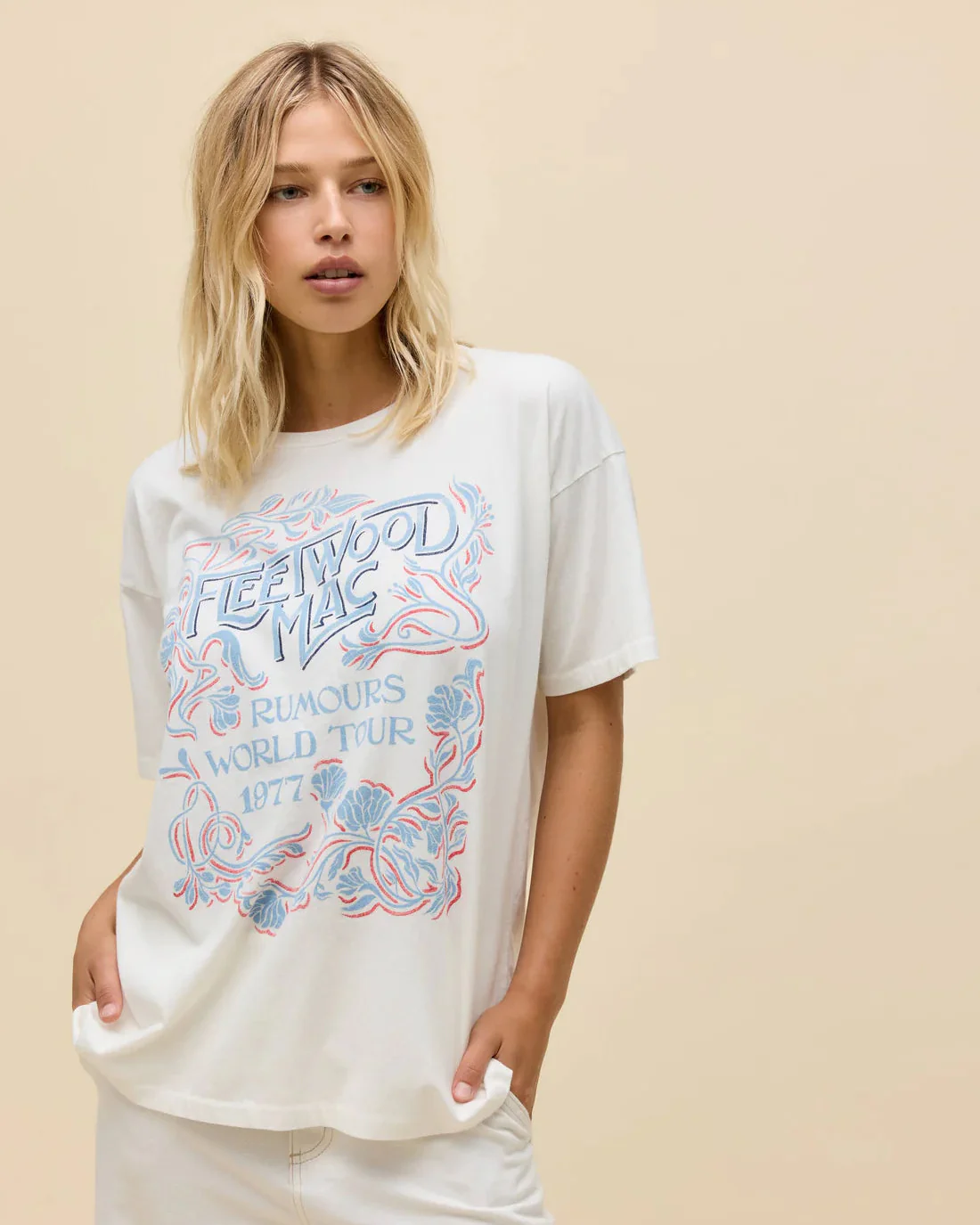 Fleetwood Mac World Tour '77 Merch Tee (Vintage White)