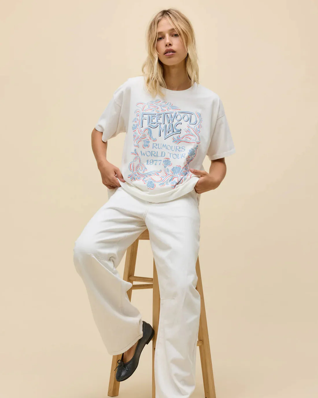 Fleetwood Mac World Tour '77 Merch Tee (Vintage White) - Image 3