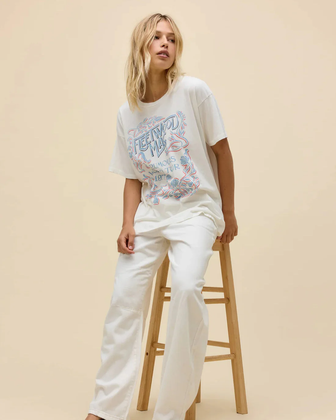 Fleetwood Mac World Tour '77 Merch Tee (Vintage White) - Image 5
